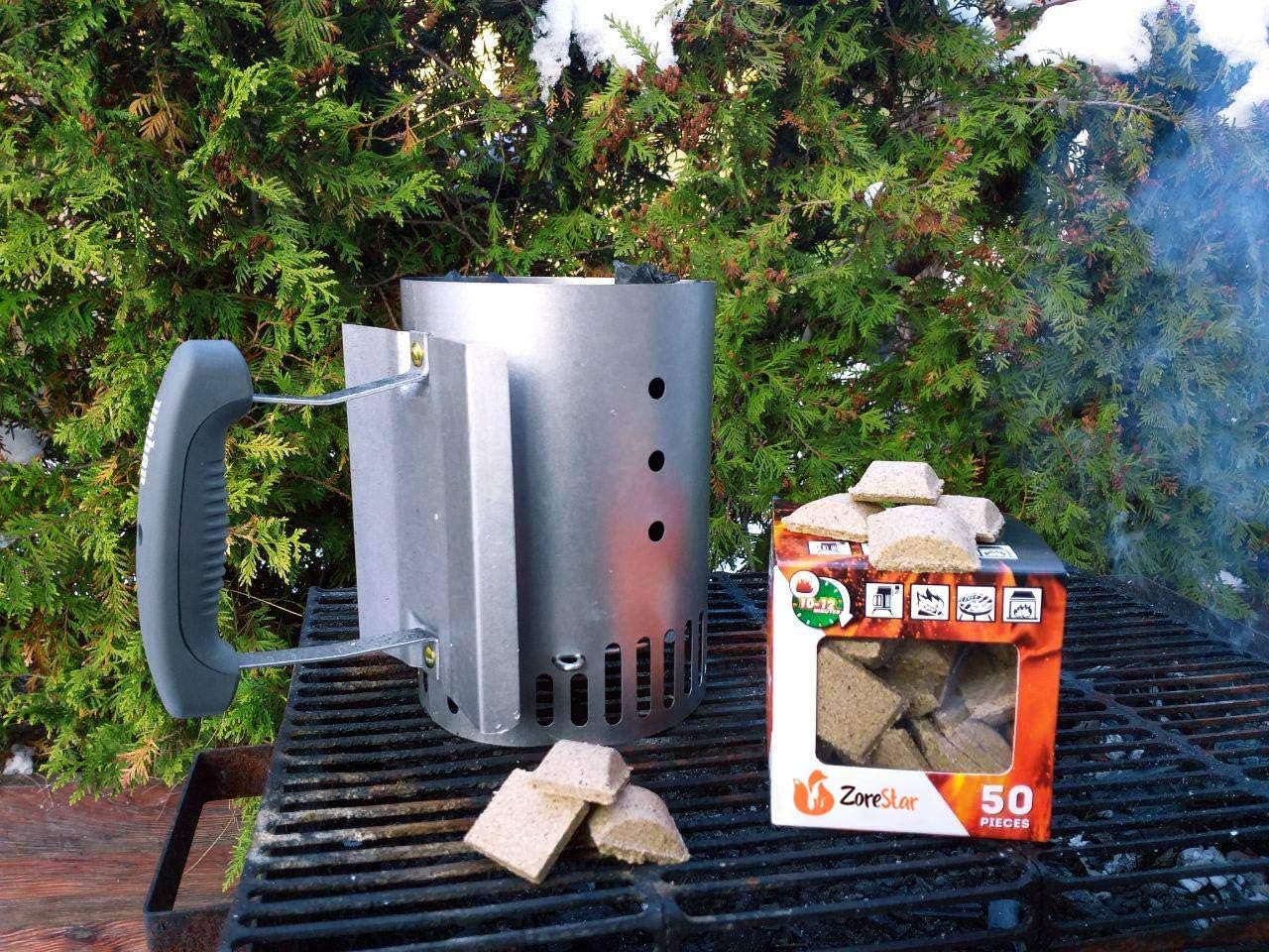 Fireplace Starter Cubes - Fire Starter Squares 50pc - Firestarters for Indoor Fireplace - Natural Wood and Wax fire Starter - BBQ and Grill Charcoal Starters Burns 10-12 min: Sports & Outdoors