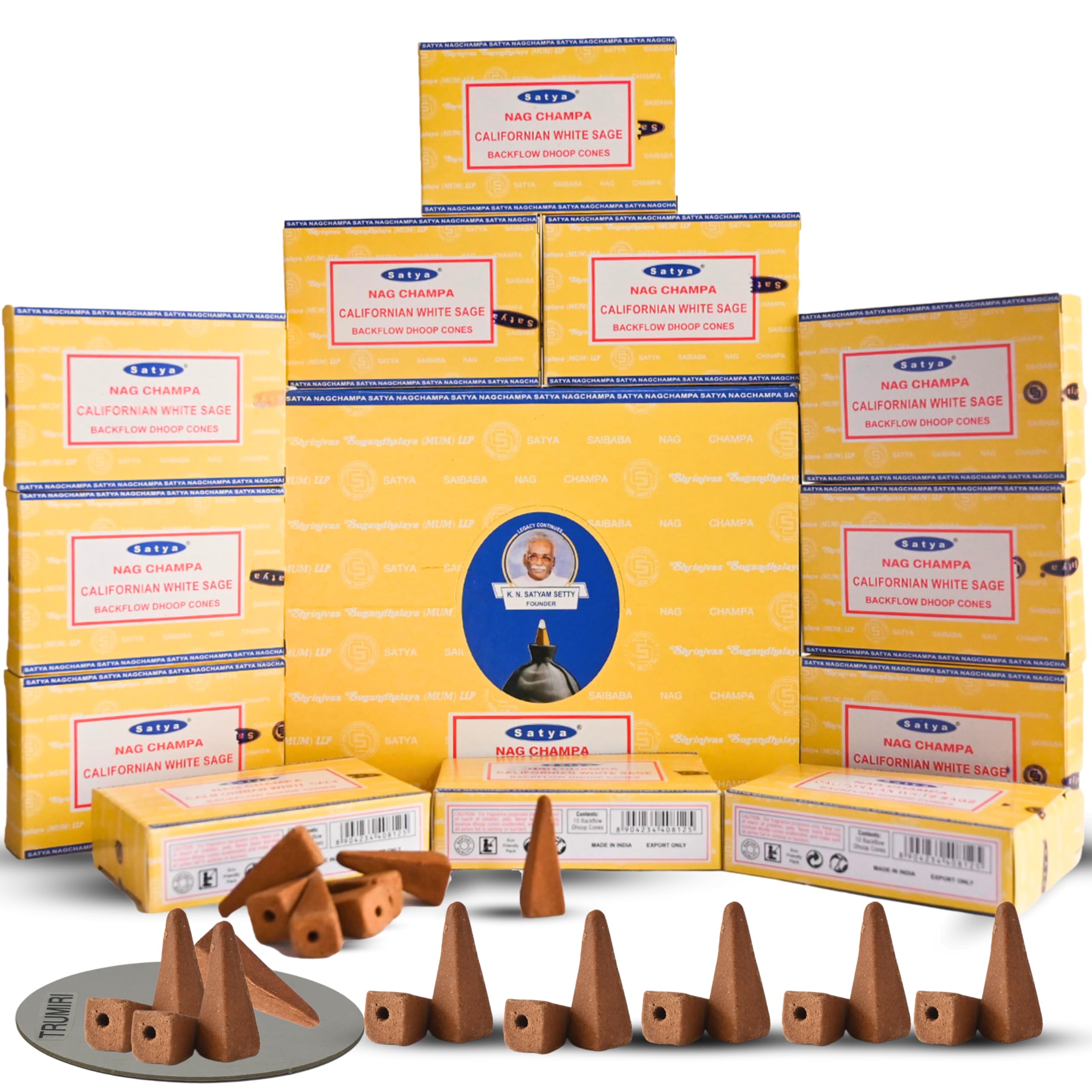 Californian White Sage Backflow Incense Cones for Waterfall Aromatic Smoke Fountain Haze Falls and Mat Bundle - Pack of 12