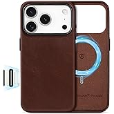 SHIELDON Leather Case for iPhone 17 Pro 6.3 Inch 2025 | [Updated Camera Button] | Compatible with Magsafe | Magnetic Wireless Charging | Slim Fit | Comfort Grip | Metal Button - Retro Coffee