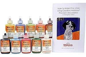 Creative Hobbies Mayco Designer Liner Ceramic Glaze Writers - 1.25 Ounce Each, Kit of All 10 Colors Plus Free Instructional Booklet