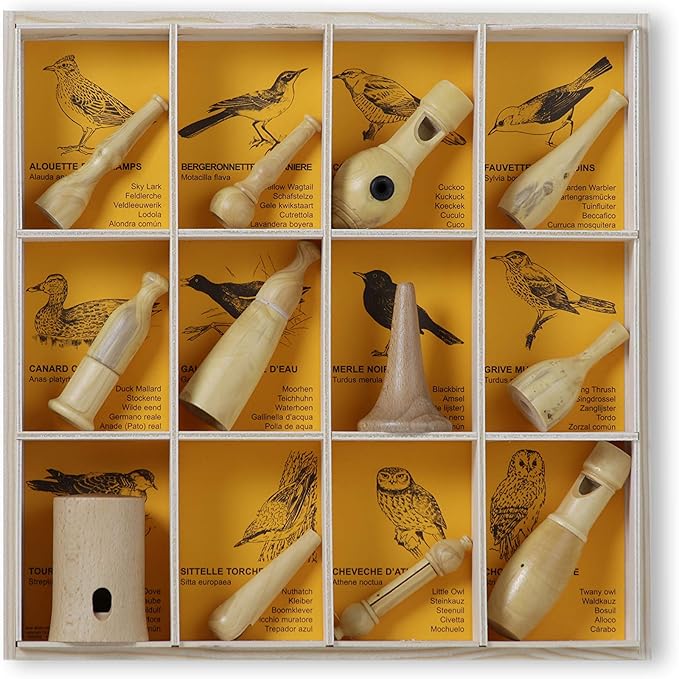 KOOKOO Vogelpfeifen 12er Set Singvögel Handarbeit Einzelstücke individuell Melodie Holz ...