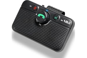 1Mii MK02 Bluetooth 6.0 Car Speaker, Hands Free Bluetooth Speakerphone for Calls, Support Siri Google Assistant, 5W Wireless Speaker Car Kit with Visor Clip for Safe Driving, Motion Auto On - Upgraded