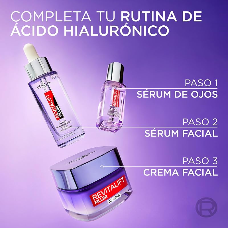 L'oréal paris revitalizing anti-aging revitalift filler, antirrugas e volume filling day cream, com ácido hialurônico concentrado, acabamento não oleoso, 50 ml
