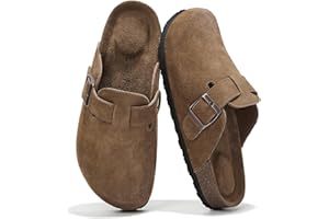 Project Cloud Women’s Genuine Suede Footbed Clogs for Women - Memory Foam Arch Support Clog Slippers for Women - Trendy Slip-ons Women's Mules & Clogs Sandals (Benton)