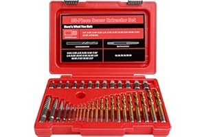 UYECOVE 39 Pcs Screw Extractor Set, 6542/4341 HSS Left Hand Drill Bit Set, Easy Out Extractor Set Multi-Spline Stripped Screw Extractor Set for Removing Damaged Broken Rusted Nuts, Bolts