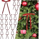 Yastouay 24 Pcs Red Velvet Bows for Christmas Tree, 5 x 7 Inch Christmas Tree Bows, Velvet Christmas Bows Ornaments for Wreath Gifts Garland Fireplace Candlestick Party DIY Home Decor