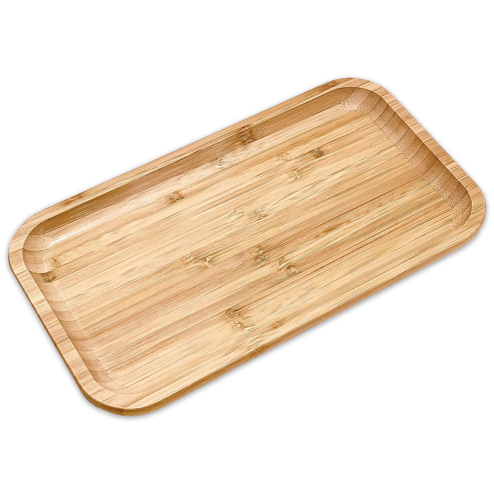 Photo 1 of Bam&Boo Bamboo Serving Tray Natural Minimalist Rectangular (11.3” x 6.2" x 0.8") Coffee, Tea, Food, Drinks, Storage, Decor for Home, Kitchen, Bathroom