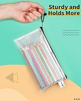 Smarpau A6 Clear Pencil Case 12 Pack Mesh Document Bags Zipper Wallets Black view 5