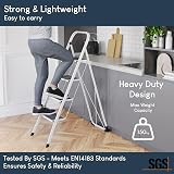 Home Vida 4 Step Ladder Heavy Duty Steel Folding 150kg White view 3