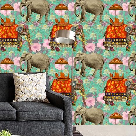 ArtzFolio Indian Elephants D6 Self-Adhesive Peel and Stick PVC Vinyl