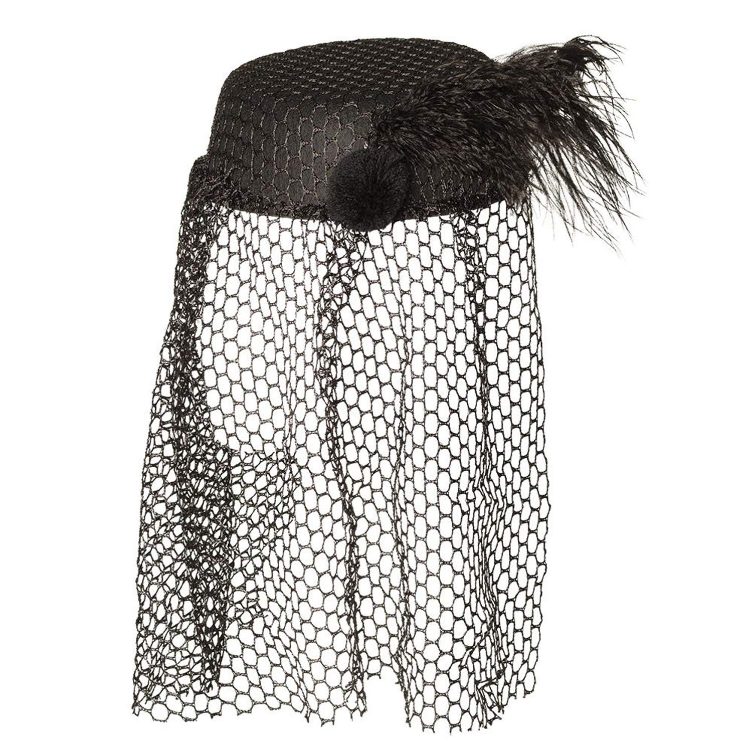 Boland 04129 - Black Widow Felt Hat with Feather and Veil for Fancy Dress Costumes, Costume Accessories for Carnival and Halloween