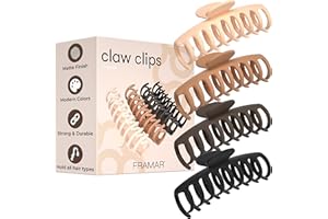 FRAMAR Extra Large Claw Clips For Thick Hair – Hair Claws Pack, Large Hair Clips For Thick Hair, Claw Clip Pack, Hairclips, Hairclips. For Women, Ganchos Para El Cabello – Non Slip Matte Finish