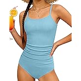Qaoerde Girls Swimsuit One Piece Ruched Solid Color Bathing Suit for Girls Ribbed Adjustable Straps Pad Swimwear 9-16Y