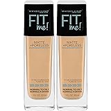Maybelline New York Fit Me Matte + Poreless Liquid Foundation Makeup, Classic Ivory, 2 Count