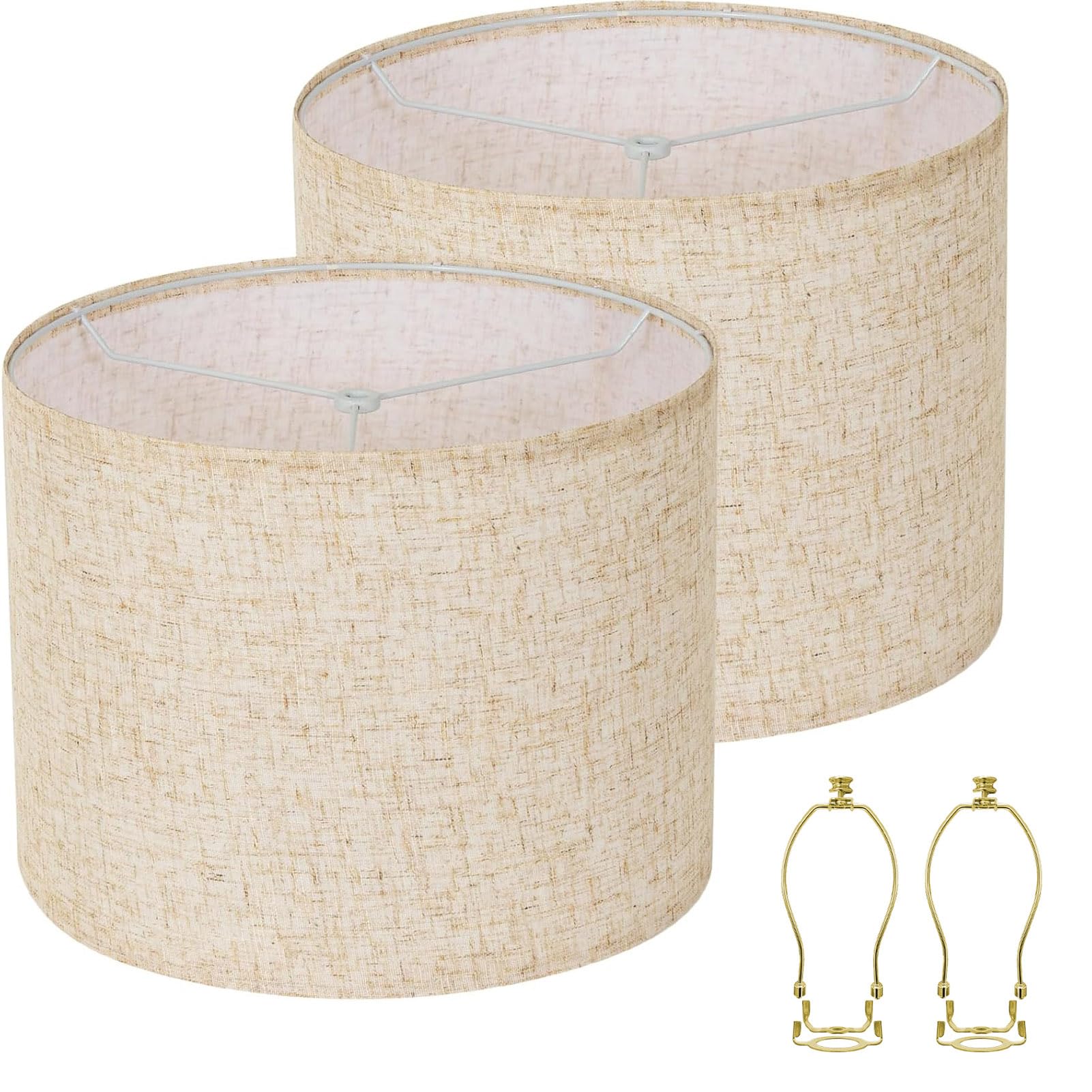 lampshades set of 2, 11" top x 11" bottom x 9.5" high, drum lamp shades?medium lamp shade, beige lam