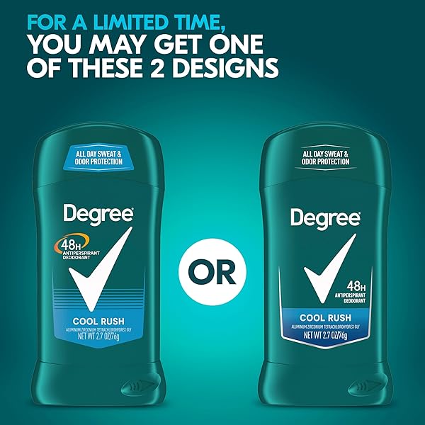 DEGREE ORIGINAL ANTIPERSPIRANT DEODORANT COOL RUSH 48-HOUR SWEAT & ODOR PROTECTION ANTIPERSPIRANT FOR MEN 2.7 OZ
