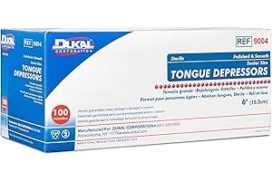 Dukal Sterile Senior Wooden Tongue Depressor, 6" x 17.5mm, 100 Count, 1 Pack