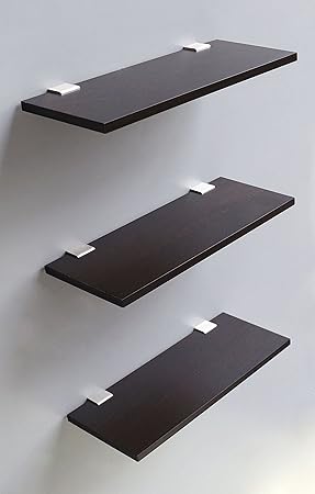 Madhuran Wooden Display Wall Decor Shelf Wenge, 12 x 30cm - Set of 3