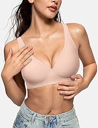 OEAK Womens Deep V Bras Wireless Comfortable Bra