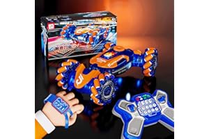 RWSEFK 4WD Gesture Sensing RC Stunt Car, 2.4GHz Remote Control Car with Music & Colorful Light, 360° Rotation RC Cars Transform Car Toys, Birthday Gift for Boys Kids 6-12 Years-Orange