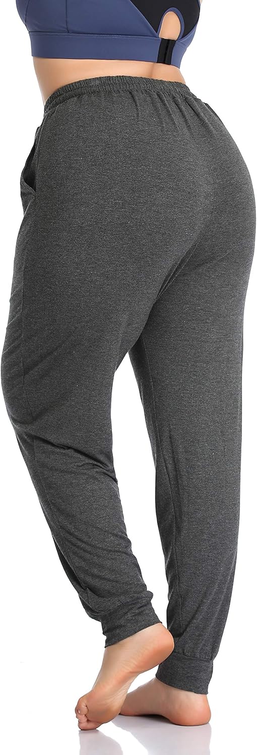 ZERDOCEAN Women's Plus Size Casual Lounge Yoga Pants Comfy Relaxed Joggers Pants Drawstring with Pockets: Clothing