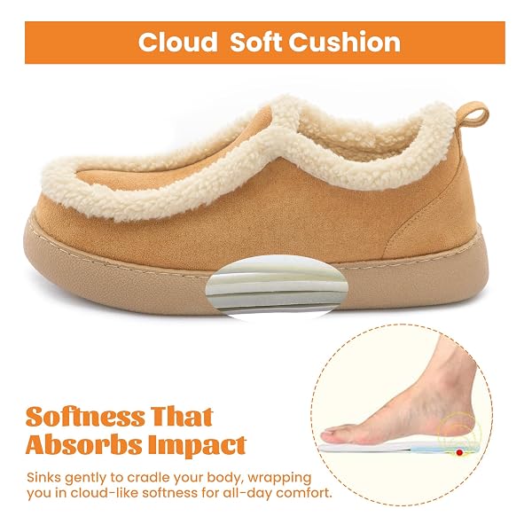 ZIZOR WOMEN’S WINTER BOOTIE SLIPPERS HOUSE SHOES – COZY WARM SUEDE WITH FUR LINING, MEMORY-FOAM INSOLE, CUTE DESIGN FOR INDOOR & OUTDOOR (TAN, SIZE 10)