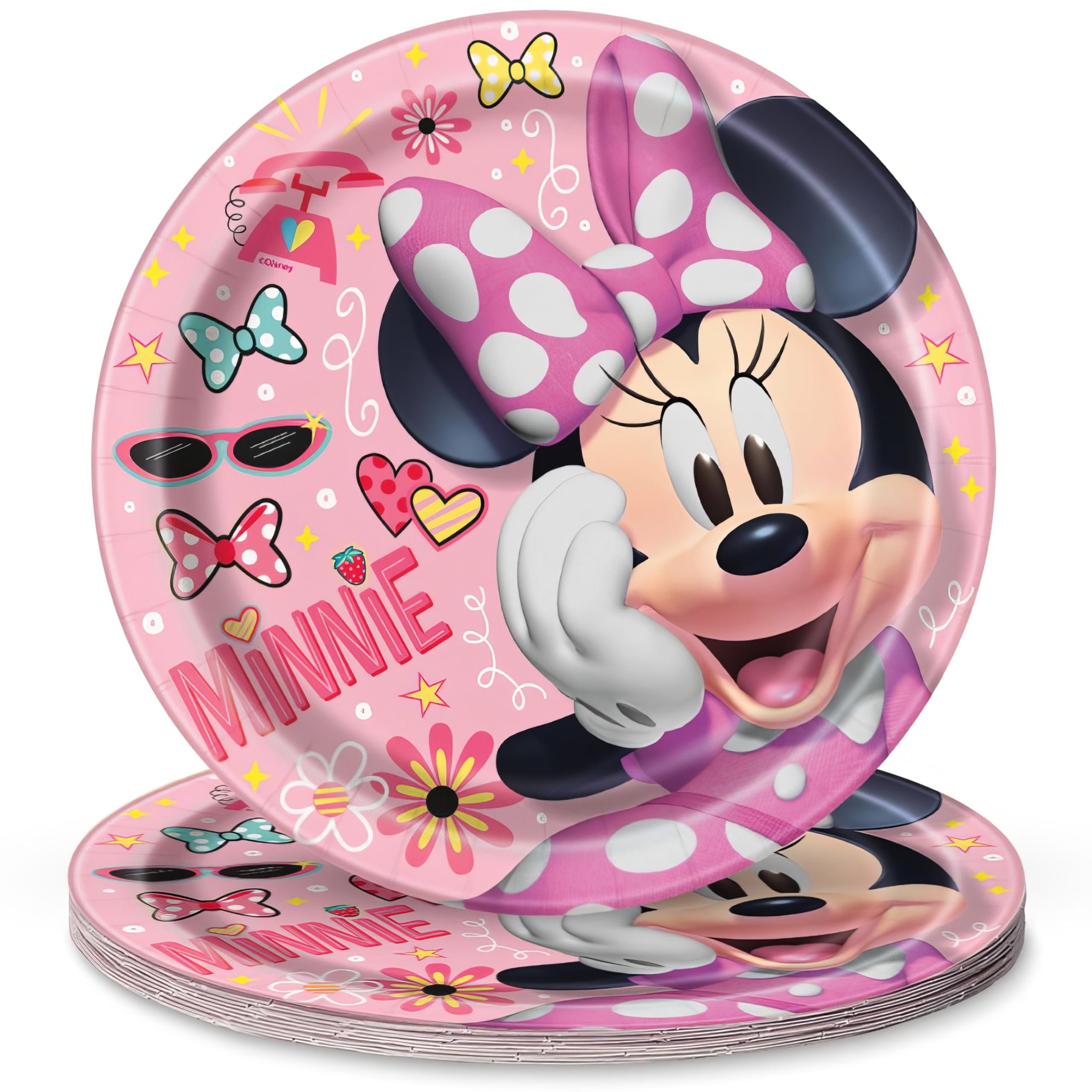 Unique Disney Iconic Minnie Mouse Round 9 Inch Dinner Plates [8 Per Package]