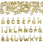 Starry 52pcs Gold Bubbled A-Z Alphabet Letters Charms for Jewelry Making Gold Chunky Bubble Initial Letter Charm Pendant Beads Trendy Bubble Glitter Pendants for Women Bracelet Necklace Choker Making