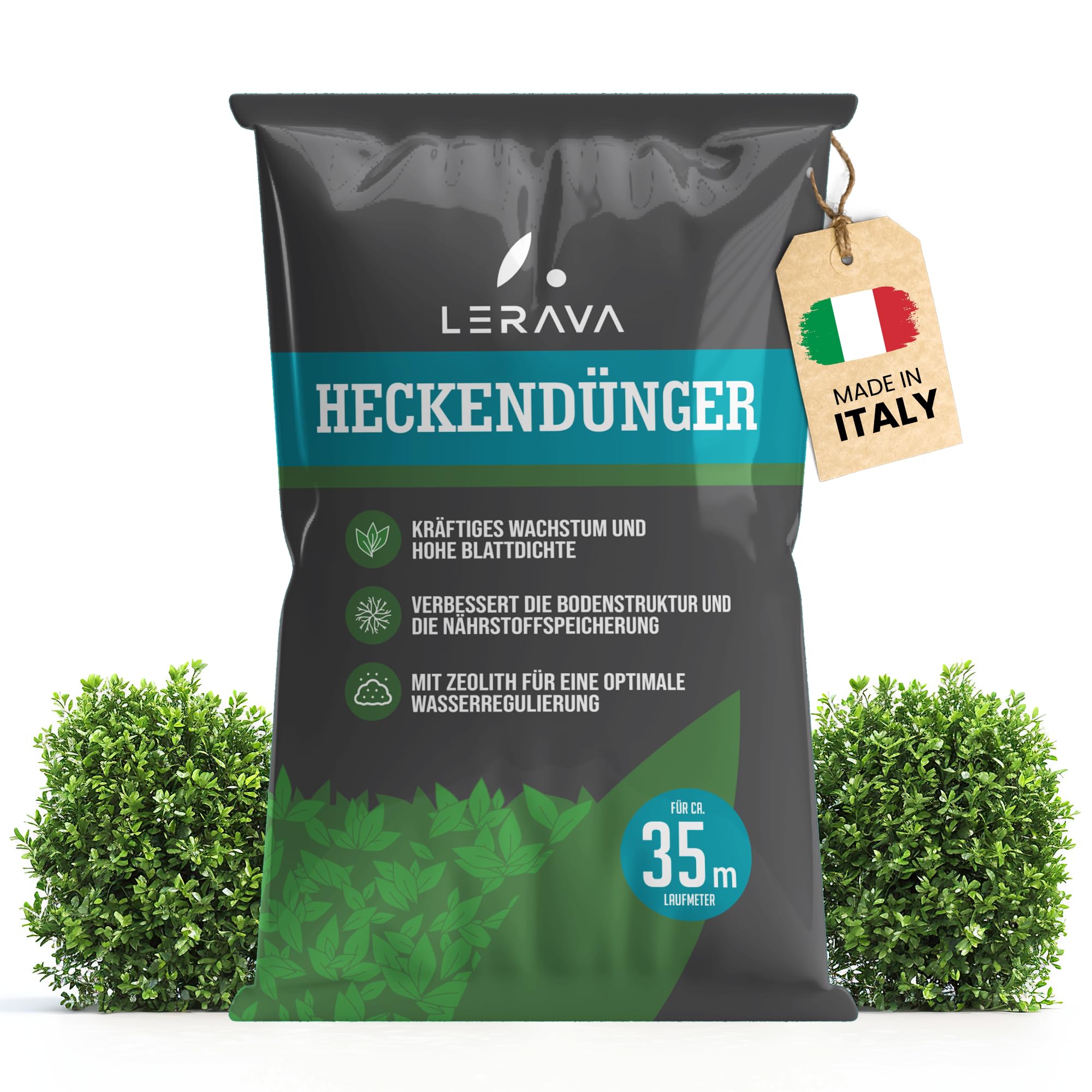 LERAVA Heckendünger (35 Laufmeter) Bio - mit Zeolith für nachhaltige Nährstoffversorgung - fördert dichtes, starkes Wachstum & grüne Hecken - schützt vor Trockenheit & Stress - einfache Anwendung