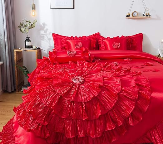 Amazon Com Tache Home Fashion Vehy4174 Q Ruffle Comforter Bedding