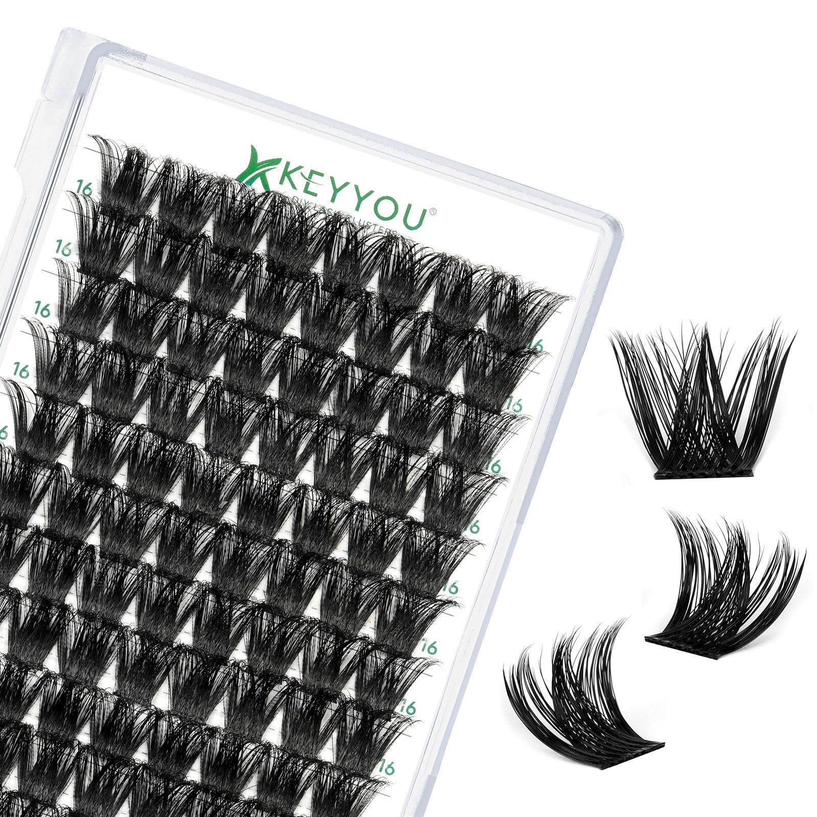 Photo 1 of Lash Clusters 96pcs Individual Lashes Y02 D Curl 16mm Eyelash Clusters KEYYOU Volume Wispy Lash Extension Soft&Comfortable Easy DIY at Home(Y02,D-16mm)