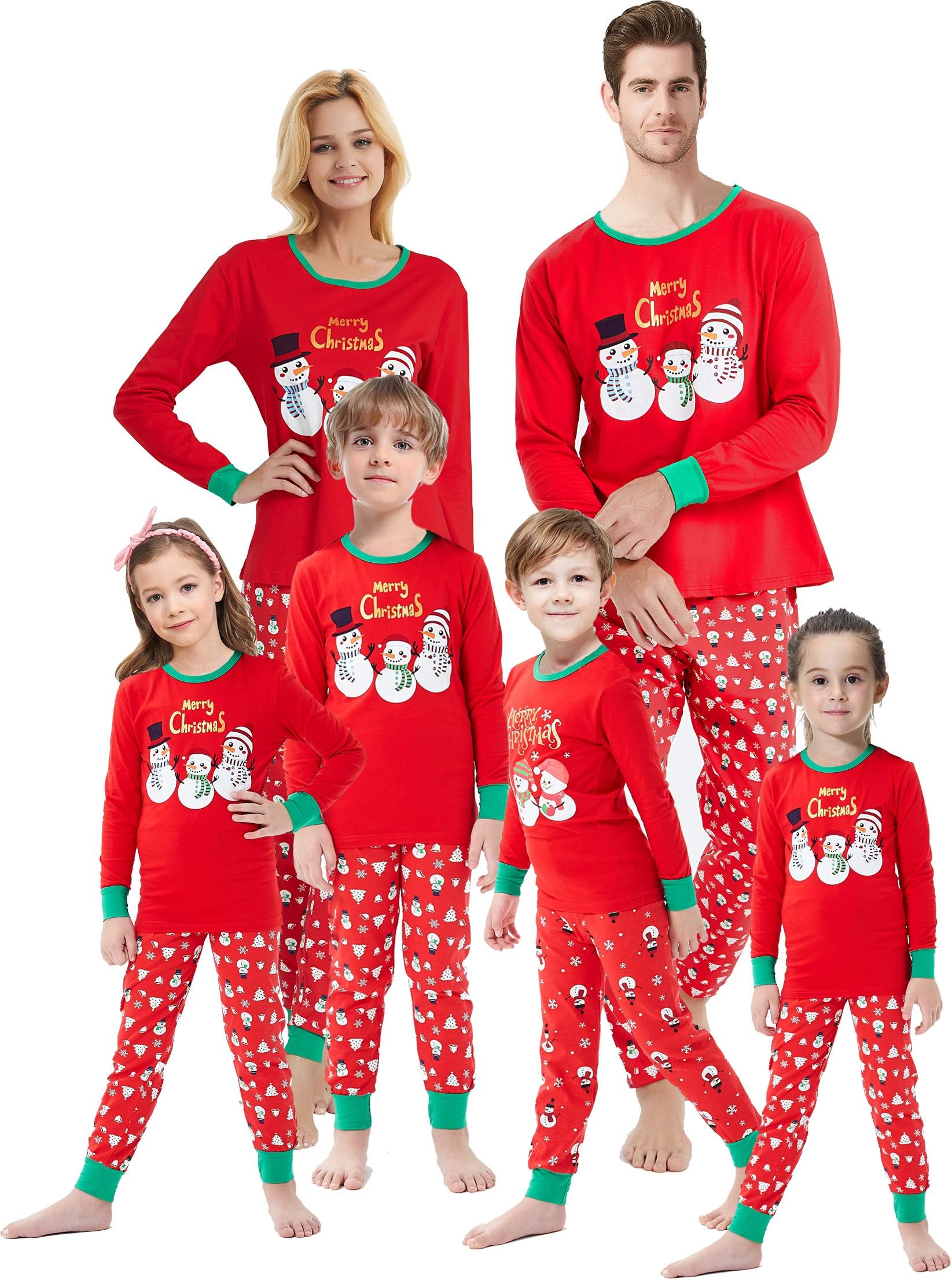 Family Matching Christmas Pajamas for Boys Girls Snowman Sleepwear Kids PJs Men Women 2 Pieces Pants Set