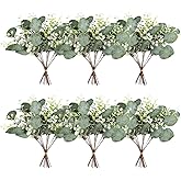 ZeKonan 40 Pcs Artificial Greenery Eucalyptus Stem Silver Dollar Leaves Baby Eucalyptus Leaves Suitable for Family Wedding Vase Centerpieces Bouquet Flower Arrangement