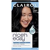 Clairol Nice'n Easy Permanent Hair Dye, 1 Blackest Black | 1 Pack | Zero Ammonia, PPD‑Free, 100% Gray Coverage with Bonding System | Pack of 1