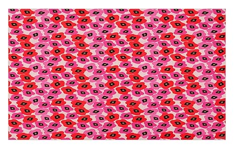 Amazon ケシのドアマット ベージュ色の背景に抽象イラスト草原夏の花