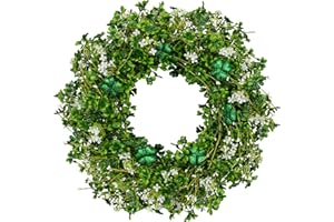 VioletEverGarden St. Patrick's Day Wreath Decorations, 22inch St Patricks Day Wreaths for Front Door Green Shamrock Wreath for Indoor Outdoor Festival Home Decor