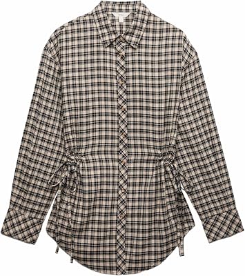 Camisa 100% algodón de Cuadros con cordón Ajustable en la Cintura Mezcla De Negro UK 12 (EU 40)