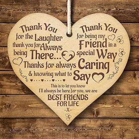 Qilami Regalo Per Migliori Amici Coulleagues Cugino Fratello Sorella Compleanno Festa Di Natale Ringraziamento Targa In Legno Da Appendere Poesia Dell Amicizia Amazon It Casa E Cucina