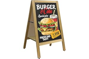 VAIIGO Chalkboard Sandwich Board A-Frame Sign 17"x33" with Shelf & Magnetic Surface, Double-Sided Menu Board Sidewalk Sign, O