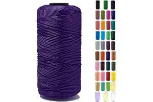 Tsuisho 1.5mm x 219 Yards Polyester String Cord for Knitting and Crochet, 100% Polypropylene Macrame Cord for Hats, Bags, Purses, Shoes, Plant Hangers, DIY Crafts - Violet