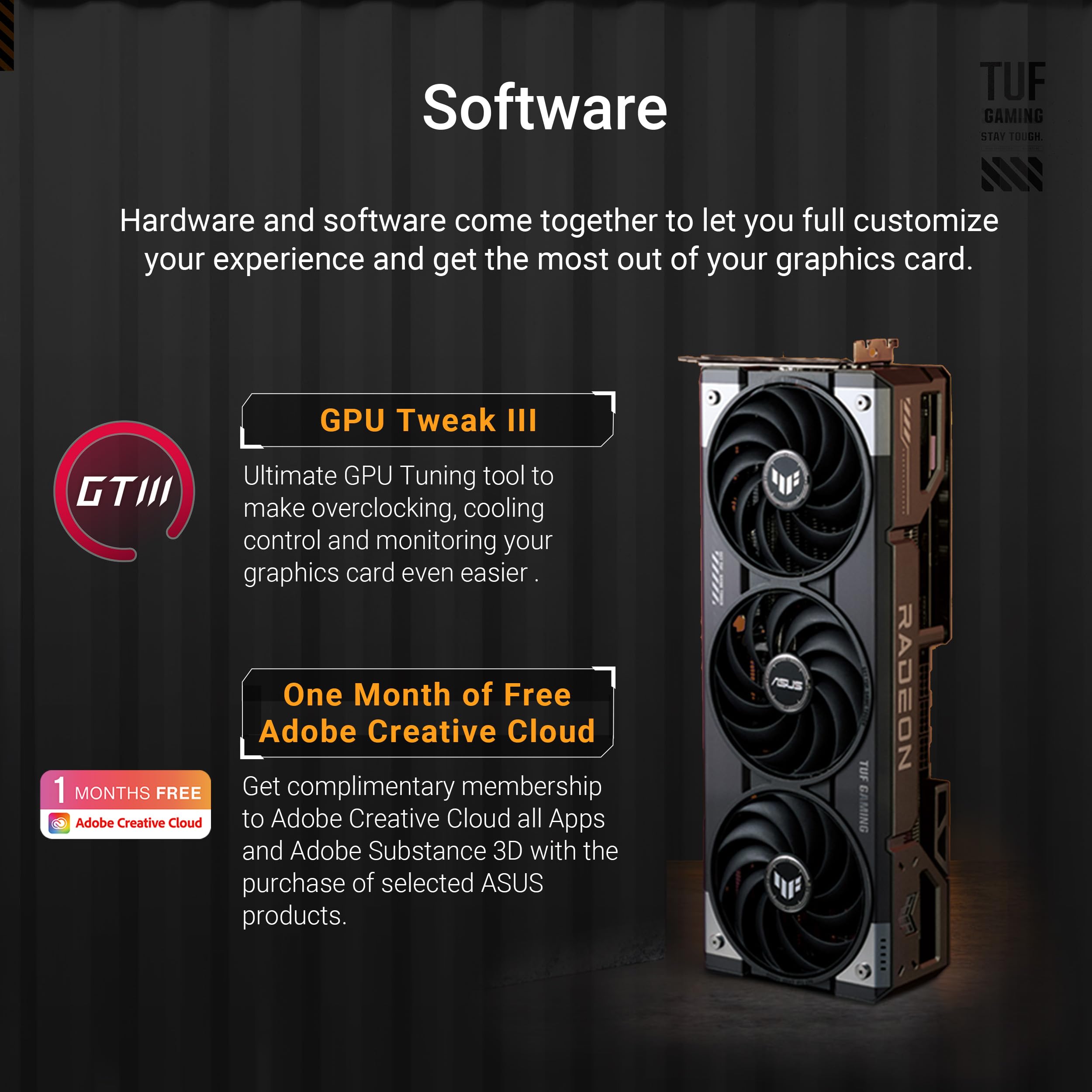 ASUS TUF Gaming Radeon RX 9070 XT OC Edition 16GB GDDR6 Grafikkarte (AMD Radeon Radeon RX9070XT, PCIe 5.0, 1x HDMI 2.1b, 3X DisplayPort 2.1a, 3.125-Slot-Design) 6