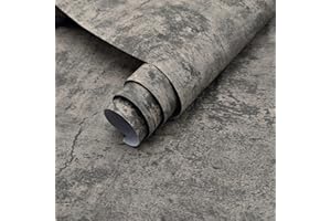 3YECAO 16"×118" Brown Grey Concrete Cement Contact Paper 3D Industrial Concrete Wallpaper Peel and Stick Vinyl Wrap Matte Textured Self Adhesive Wall Tile Sticker for Walls Bedroom Kitchen Island Bathroom