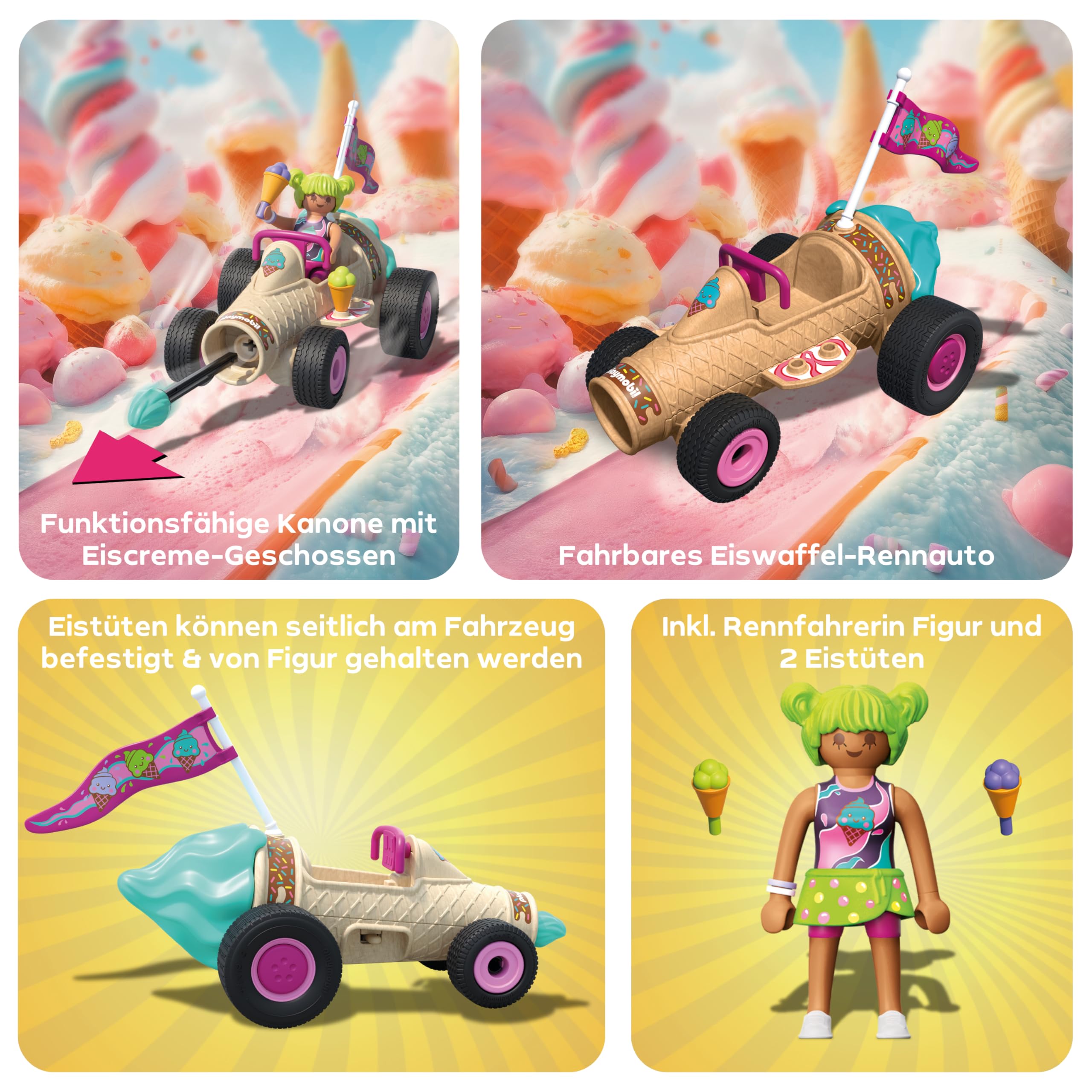 PLAYMOBIL | Fun Stars | Rasende Eistüte | Spielzeug ab 4 Jahren | Geschenk für Kinder | Spielzeug Auto | Mit Schießfunktion | 71717 4