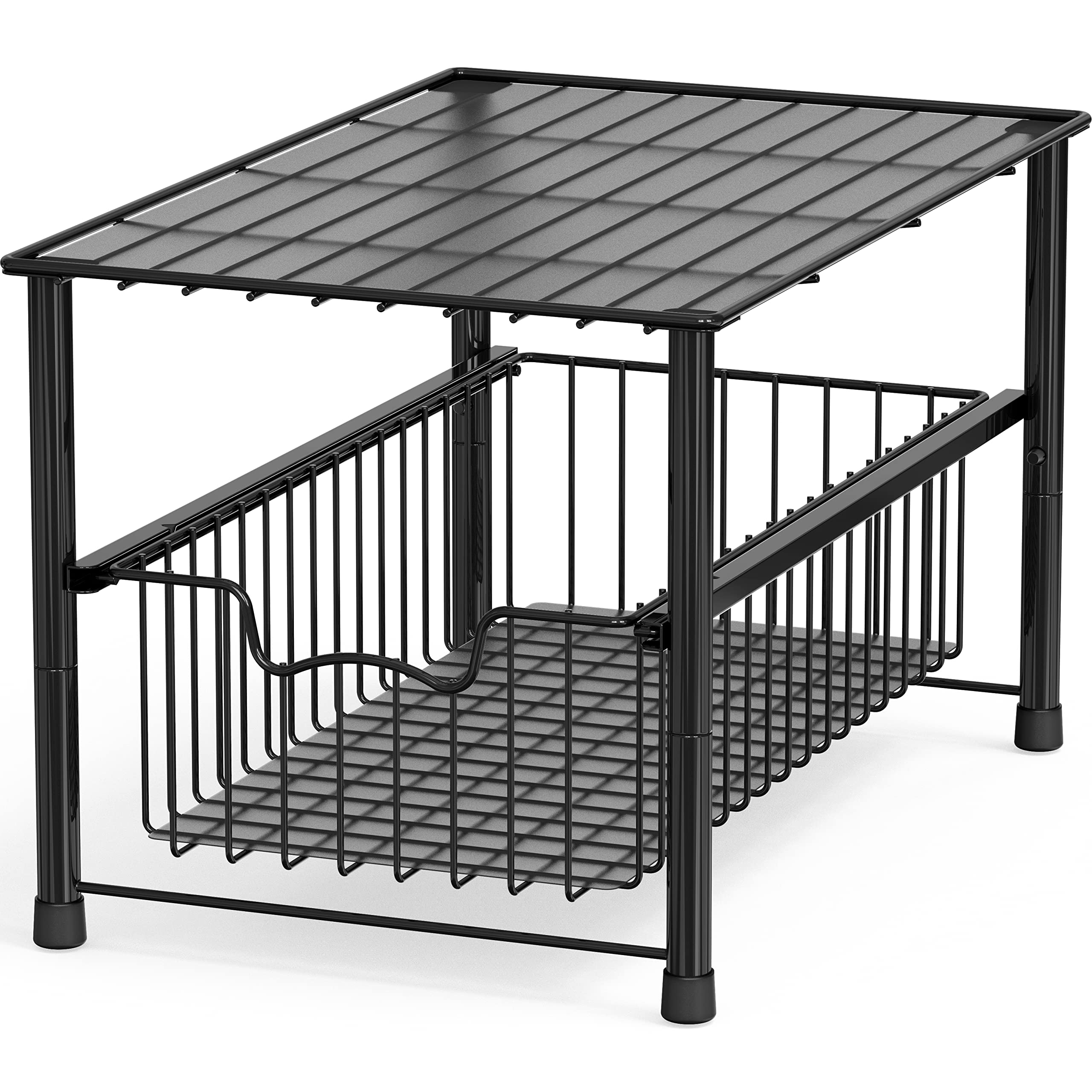 Photo 1 of Simple Houseware Stackable Under Sink Cabinet Sliding Basket Organizer Drawer, Black