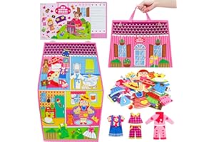 OKOOKO Dress Up House Felt Board 35PCS Double-Sided Foldable Dress Up Teaching Girls Toy Preschool Crafts Storytelling Early 