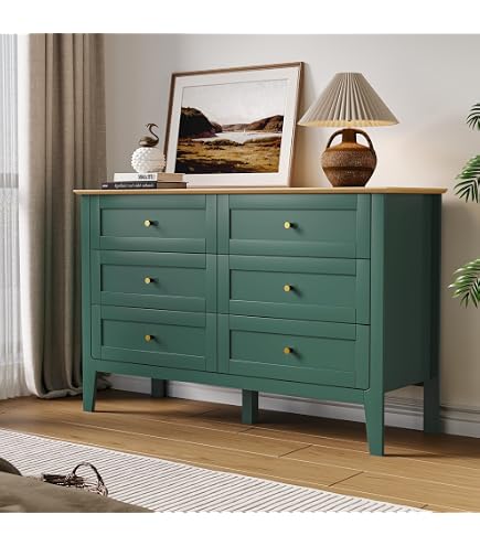 Amazon.com: Furnivado Green Dresser for Bedroom, 6 Drawers Fluted Chest of  Drawers with Storage, Modern Wide Storage Dresser with Paint Design, Wood  Drawer Organizer Green Dressers for Hallway, Entryway : Home &