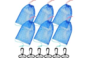 AOJSUP 6 Pcs Crab Trap Bait Bags with Locker, Portable Fish Trap Outdoor Sports Style Crab Snare Mesh Bait Traps Shrimp Net Fishing Accessories for Crawfish Minnow Lobster