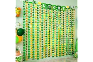 LOLStar 2-Pack St. Patrick's Day Tinsel Curtains, Green and Gold Shamrock, 3.3 x 6.6 ft, Photo Booth Props Backdrop, Stage Decorations, Irish Party Decorations