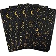 MR FIVE 100 Sheets Galaxy Tissue Paper Bulk,20" x 14",Black with Gold Moon and Star Tissue Paper for Gift Bags,Moon Star Gift Wrapping Tissue Paper for Birthday,Christmas Holiday
