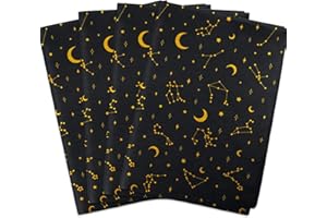 MR FIVE Galaxy Tissue Paper Bulk, 100 Sheets, 20" x 14", Black with Gold Moon and Star Pattern, Gift Wrapping Tissue for Birt